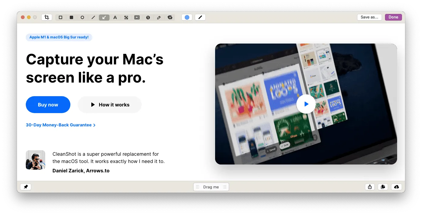 CleanShot X, a screenshot tool, in action